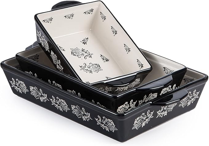 Wisenvoy Baking Dish Ceramic Lasagna Pan Casserole Dish 3-Piece Bakeware Sets by wisenvoy