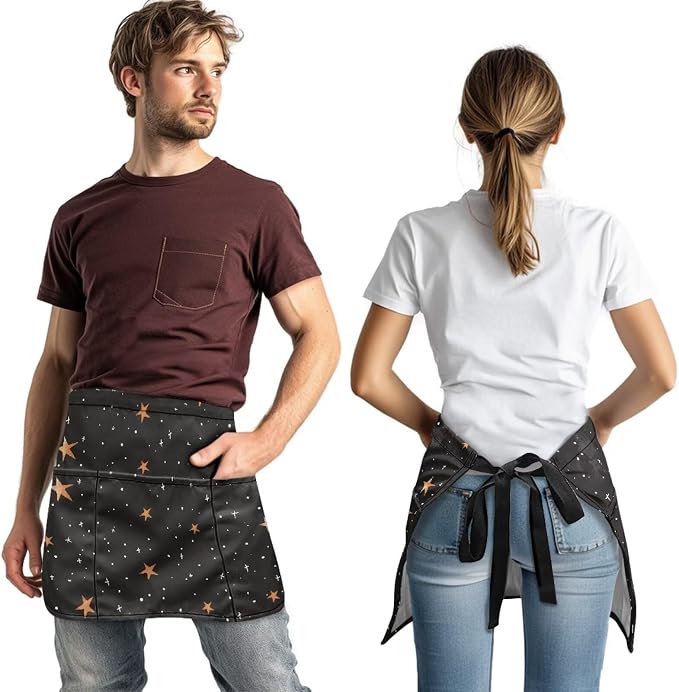 Server Apron with 3 Pockets, Waterproof Oil Waitress Waiter Half Apron - Image 3