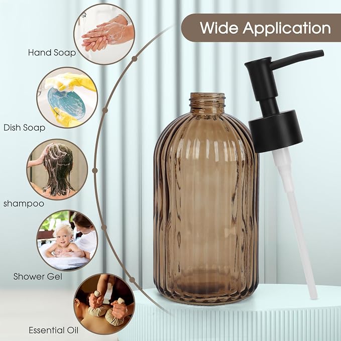13.5oz Stripe Glass Soap Dispenser - Image 6