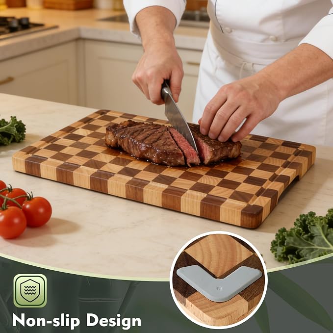 3 Pack Checkered Wood Cutting Board Set Cutting Boards - Image 7