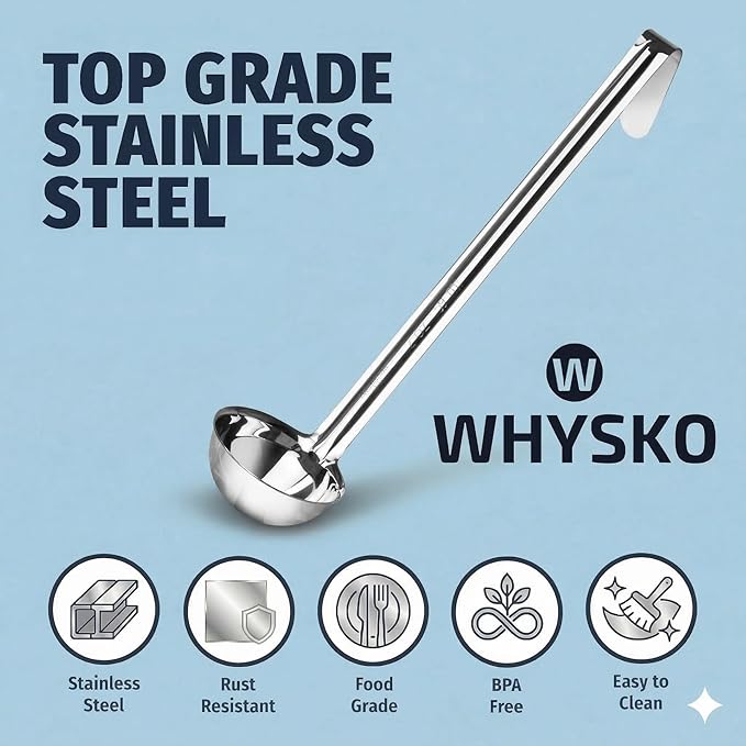 Whysko Soup Ladles Stainless Steel, Rustproof Heat-Resistant Materials - Image 4