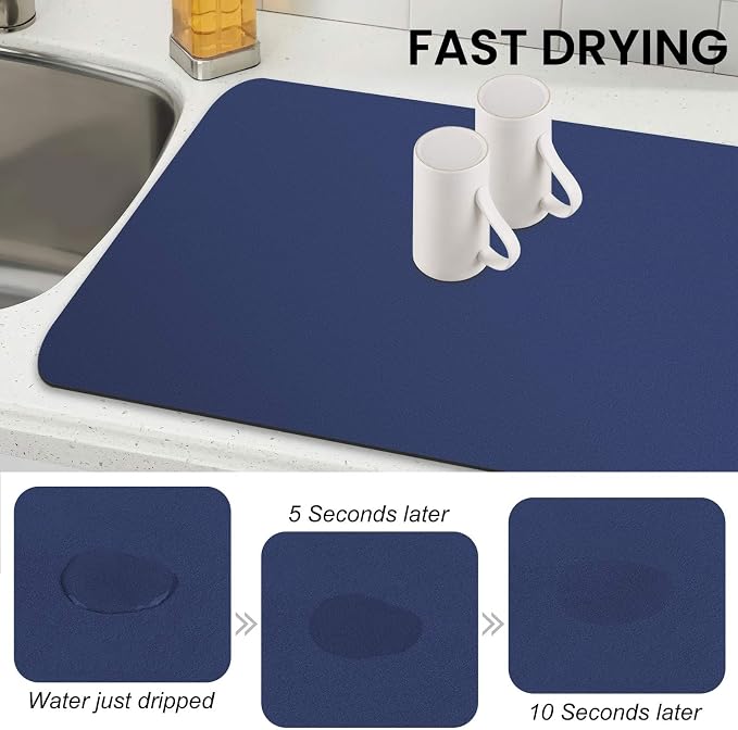 WISELIFE Dish Drying Mat Super Absorbent Drying Mat Large Dish Drying Mats - Image 4