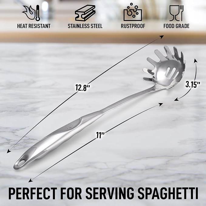 Zulay Kitchen Stainless Steel Spaghetti Spoon - Image 4