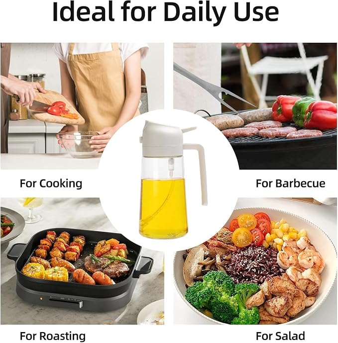 Aovdy Oil Sprayer for Cooking 16oz, 2 in 1 Olive Oil Dispenser and Oil Sprayer - Image 2