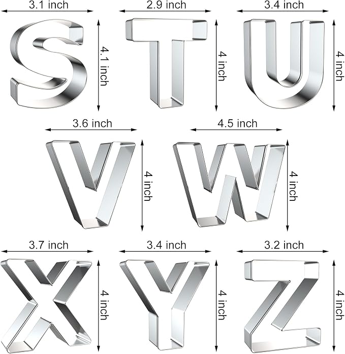 4 Inch Alphabet Letter Cookie Cutter Set - Image 4