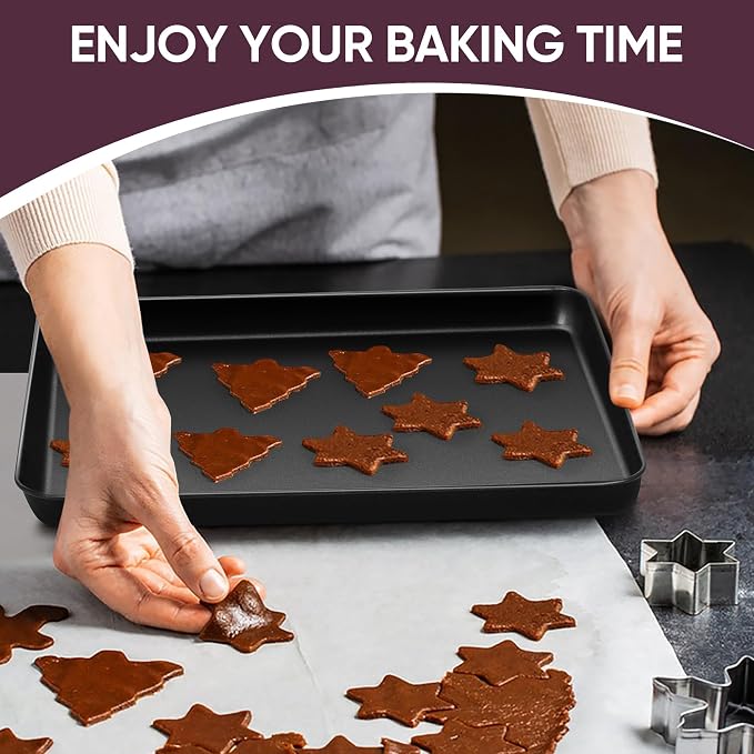 E-far Baking Sheet Set of 2, 12.5" x 9.5" x 1" Cookie Sheet Pan - Image 6