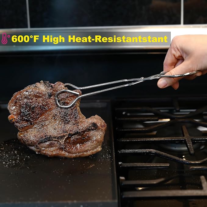 Hiash 9-Inch Heavy Duty Stainless Steel Kitchen Tongs - Image 3