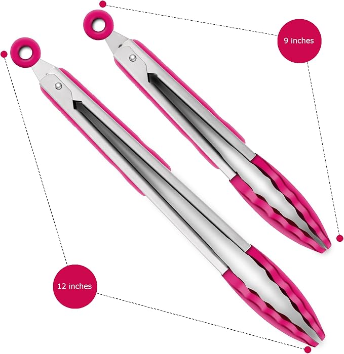 2 Pack Silicone Kitchen Tongs – 9" & 12" Set, Heat Resistant up to 500°F - Image 4