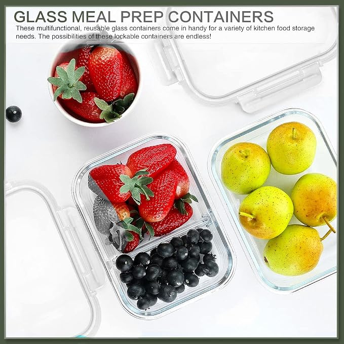 KOMUEE 10 Packs 30 oz Glass Meal Prep Containers, Glass Food Storage Containers - Image 6