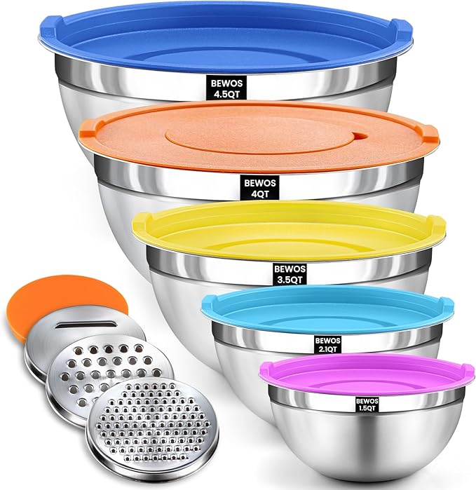 BEWOS Mixing Bowls with Lids Set by BEWOS