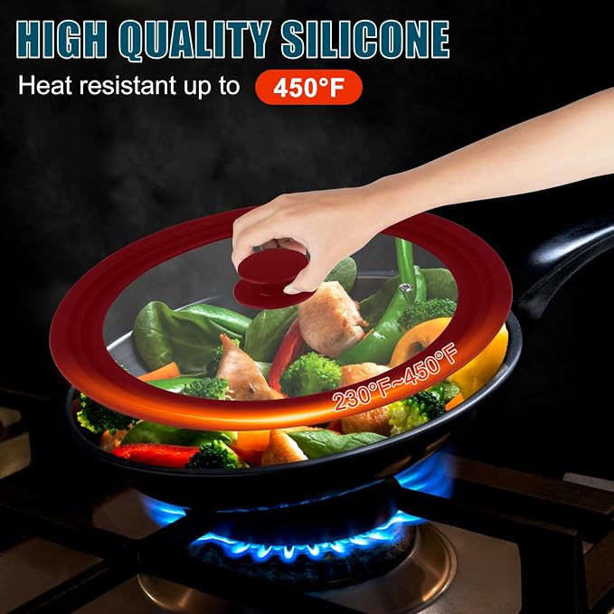 Universal Lid for Pots Pans and Skillets, 2 Pack Pan Cover fit 7", Silicone - Image 3