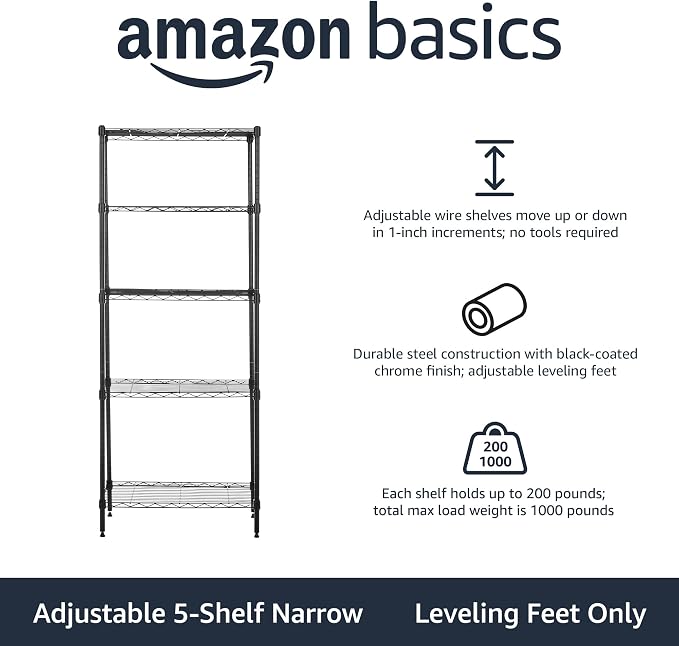 Amazon Basics 5-Shelf Multipurpose Adjustable Steel Garage Shelving Unit - Image 4