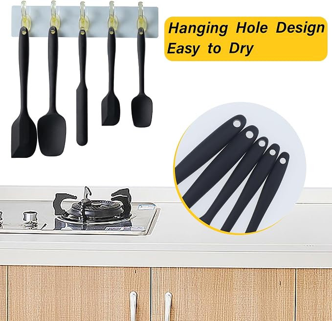 Silicone Spatula Set, 5 Piece Food Grade Rubber Spatulas - Image 4