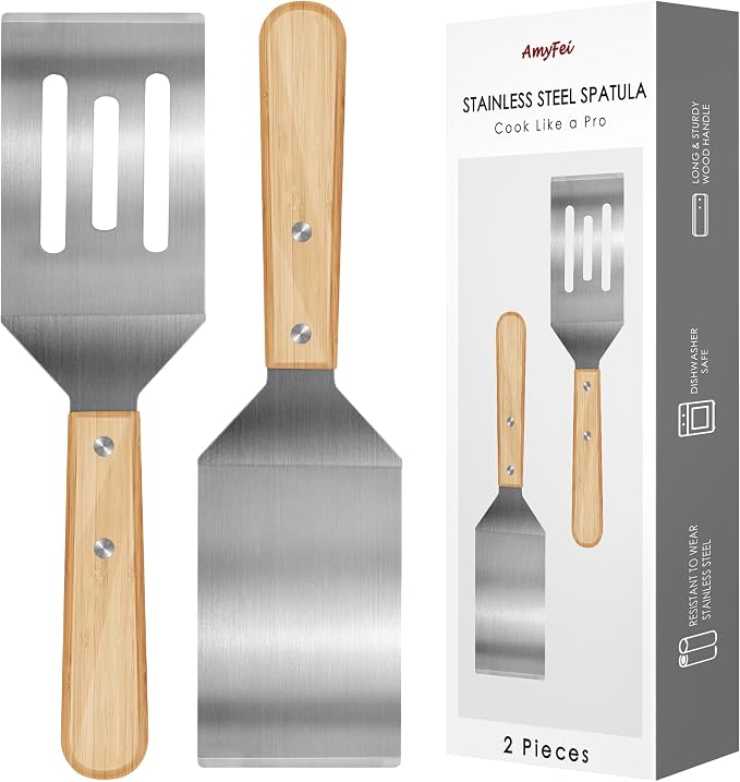 2 Pieces Stainless Steel Spatula Set, Metal Spatula by AmyFei