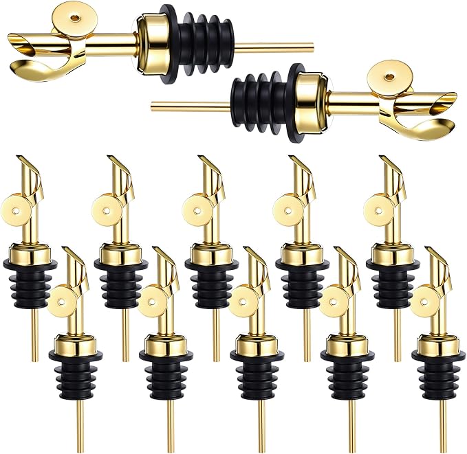 12 Pcs Weighted Stainless Steel Liquor Bottle Pourers Auto Flip Olive Oil by Unknown