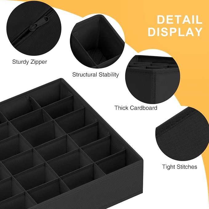 Joyoldelf Sock Drawer Organizer Divider Underwear Organizer 24-cell Fabric - Image 8