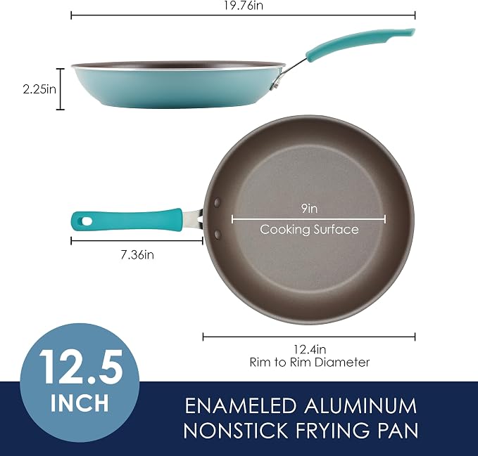 Rachael Ray Cook + Create Nonstick Frying Pan/Skillet, 12.5 Inch, Agave Blue - Image 2