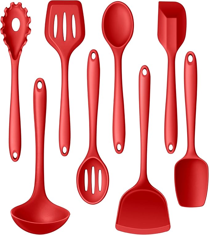 LIANYU 8-Piece Kitchen Utensils Set, Silicone Cooking Utensil Spatula Sets by LIANYU