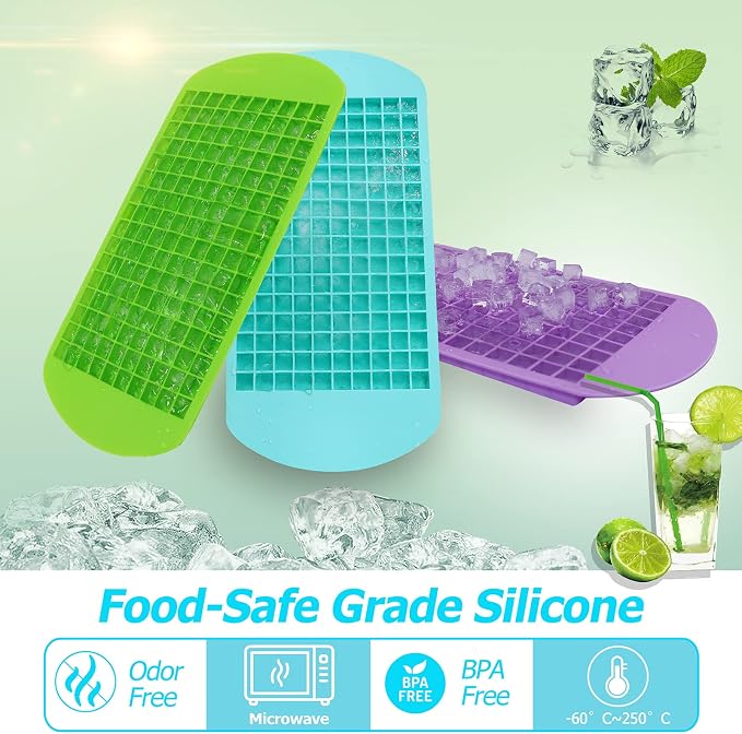 LeeYean Silicone Mini Ice Cube Trays 3 Pack, 160 Crushed Ice Cube Molds Easy - Image 2