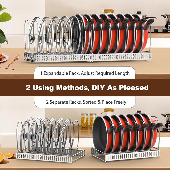 Housolution 2 Pack Pot and Pan Organizer, Pan Lid Holder Storage Rack - Image 4
