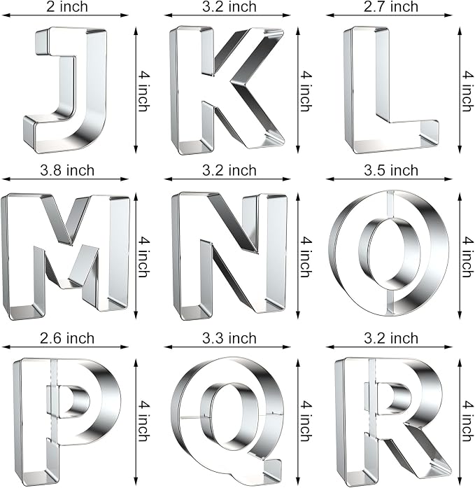 4 Inch Alphabet Letter Cookie Cutter Set - Image 3