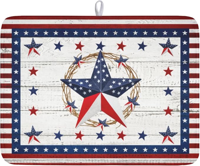 4th of July Patriotic Dish Drying Mat by Unknown