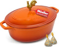 MUELLER HOME 5.5 Quart Enameled Cast Iron Oval Dutch Oven w Rooster Knob & by MUELLERHOME