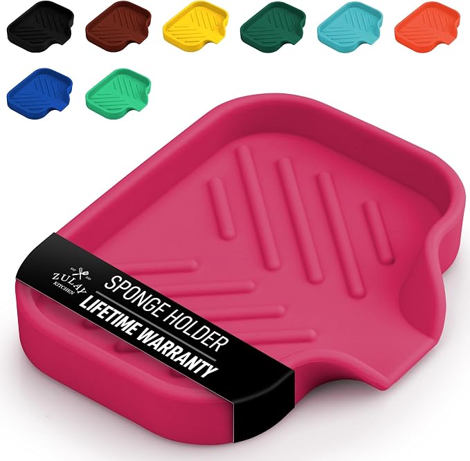 Zulay Kitchen Small Silicone Sponge Holder – Space-Saving Sink Organizer Tray by ZulayKitchen
