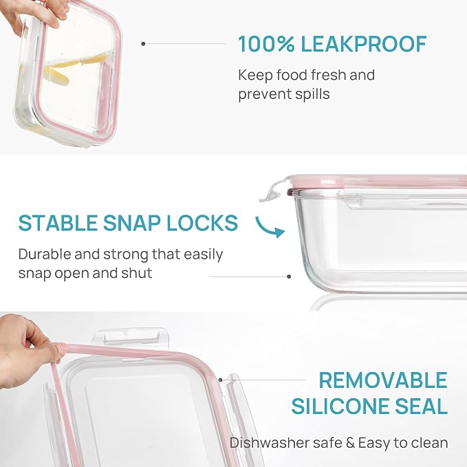 Vtopmart 2Pack 1860ml/63oz Large Glass Storage Containers - Image 6