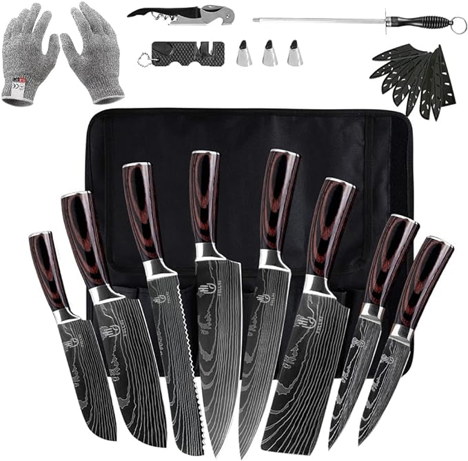 FULLHI Knife Set, Premium German Stainless Steel chef Knife Set by ExpertForPortableAndButcherKnifeSet