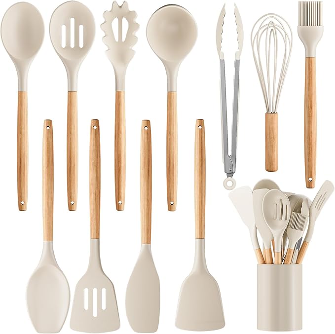 Silicone Cooking Utensil Set, Nonstick 446°F Heat-Resistant Cookware Kitchen by Unknown