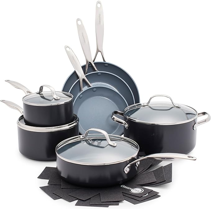 GreenPan Valencia Pro Ceramic Nonstick 11 Piece Cookware Set, Hard Anodized by GreenPan