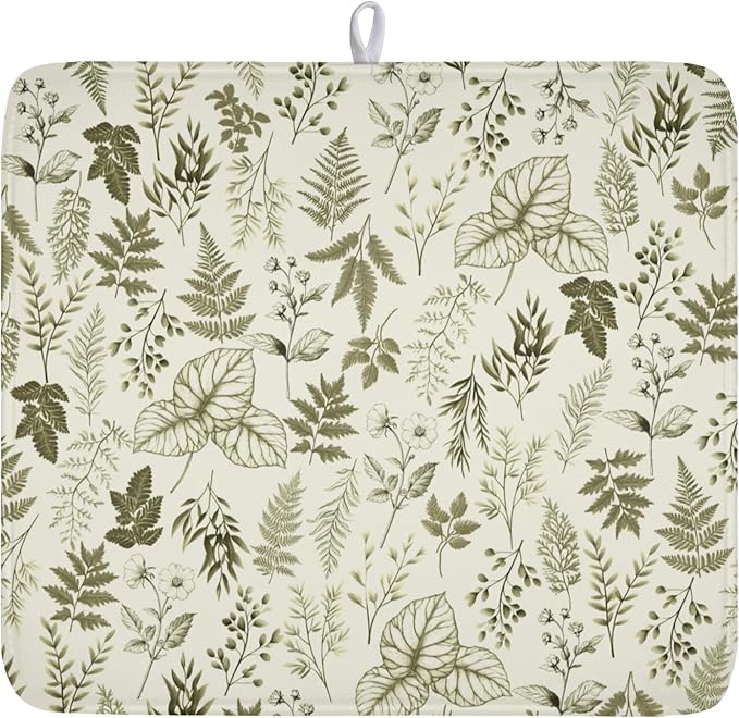Vintage Botanical Floral Dish Drying Mat by Unknown