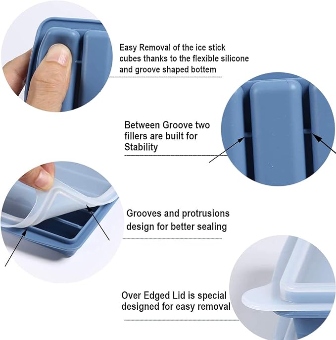 LessMo 2 PCS Ice Cube Tray, Long Ice Stick Tray Silicone - Image 4