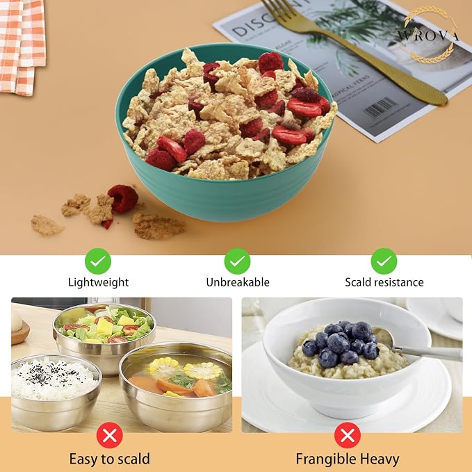 Wrova Wheat Straw Bowl Sets, Microwave and Dishwasher Safe Bowls, Kids Bowl - Image 4