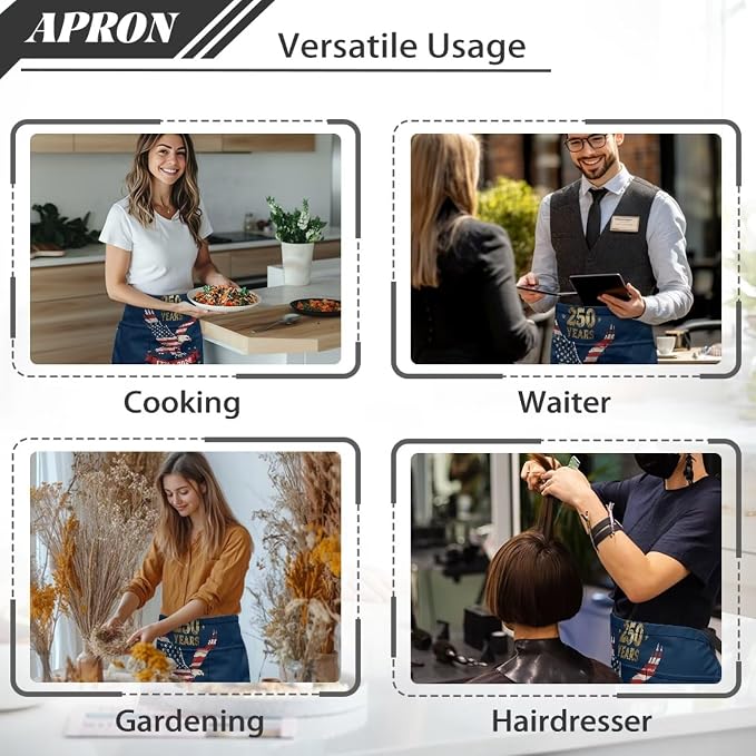 Server Apron with 3 Pockets, Waterproof Oil Waitress Waiter Half Apron - Image 5