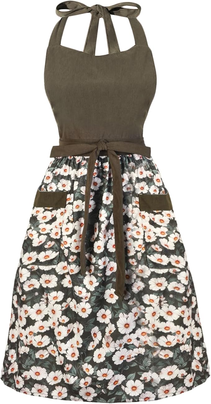 Cute Floral Aprons for Women by HYVOROS