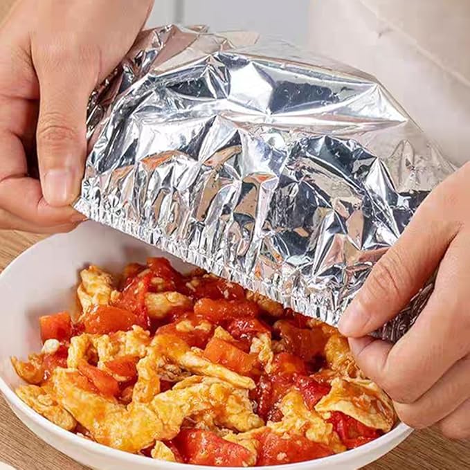 Ouliget Repeatable Film Insulation Cover, Aluminium Foil Elastic Food Bowl - Image 7