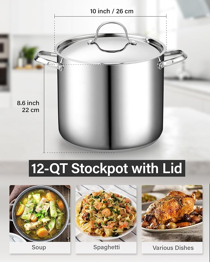 Cooks Standard 18/10 Stainless Steel Stockpot 12-Quart, Classic Deep Cooking - Image 2