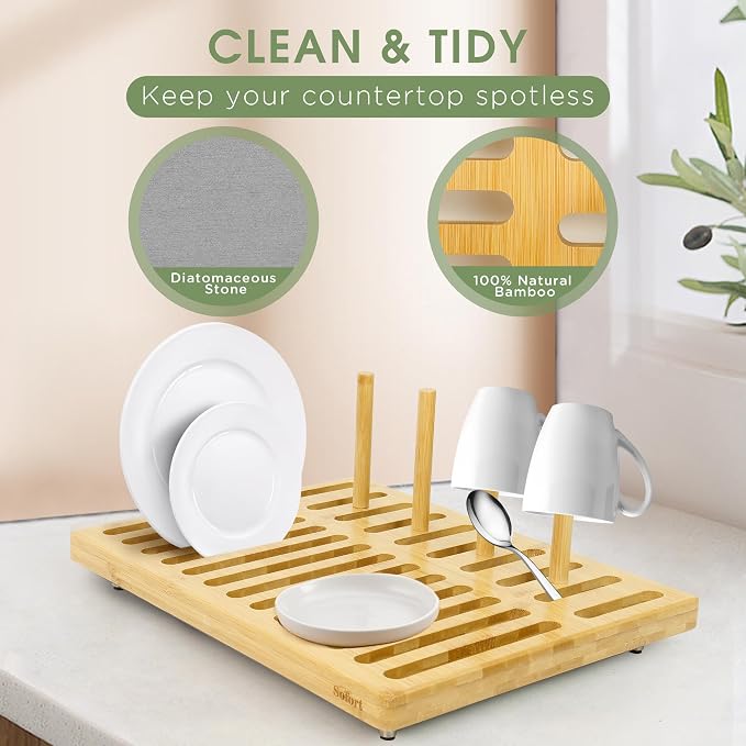 Sofort Stone Drying Mat for Kitchen Counter, Quick Dry Ultra Absorbent Dish - Image 6