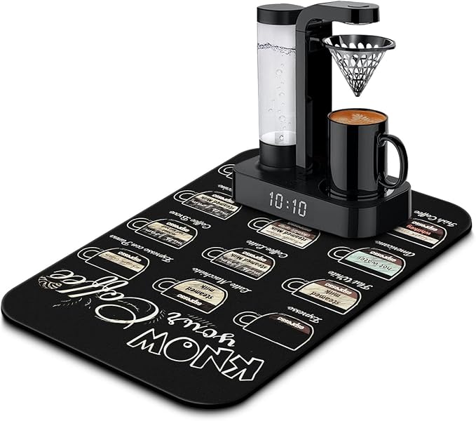 Fun Coffee Mat 19inx12in, Coffee Bar Mat by Kuyig+Home