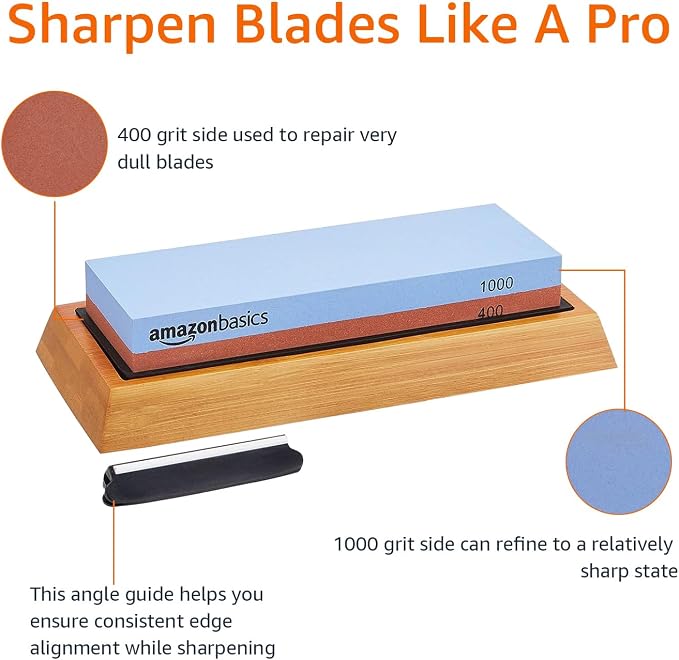Amazon Basics Dual Sided Whetstone Knife Sharpening Stone 400/1000 Grit - Image 3