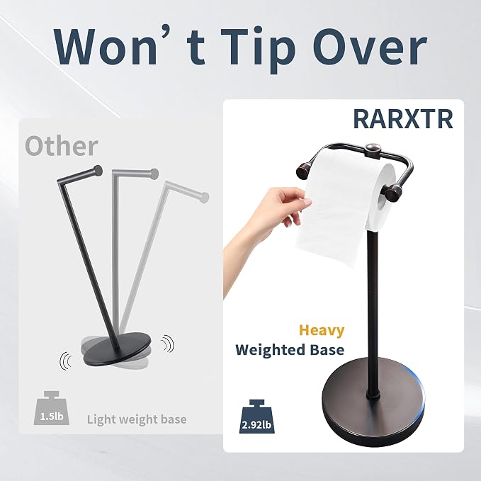 RARXTR Toilet Paper Holder Stand, Post Pivoting Design Free Standing Toilet - Image 4