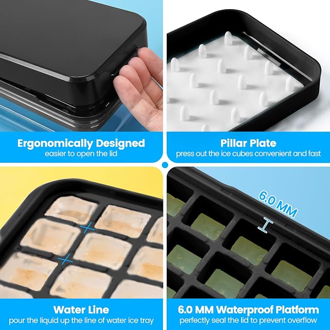 Ice Cube Tray with Lid and Bin, PHINOX 56 pcs Ice Trays - Image 6