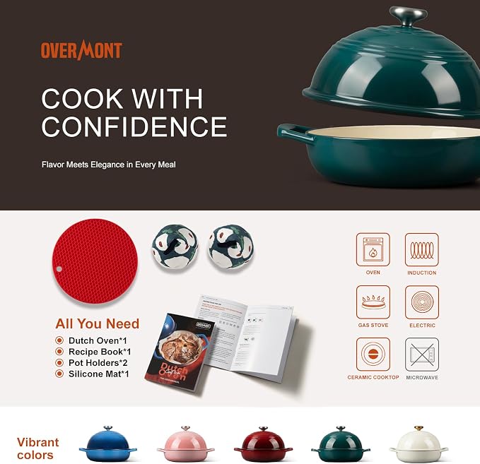 Overmont Enameled Cast Iron Bread Oven - 6QT Bread Dutch Oven - Image 6