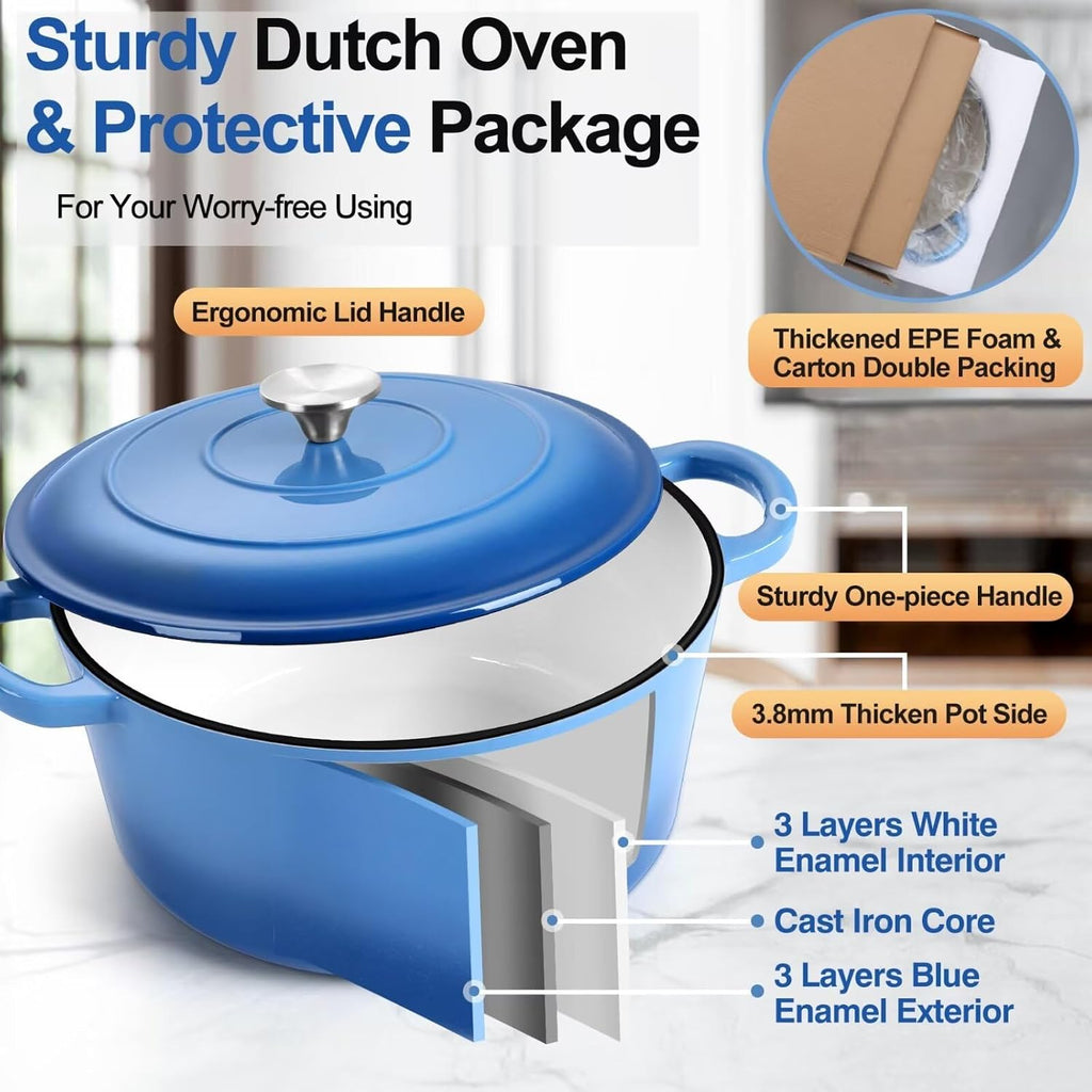 P&P CHEF 6QT Enameled Dutch Oven, Dutch Oven Pot for Bread Baking