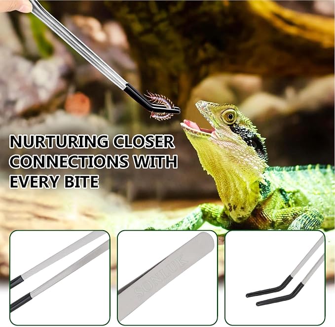 3 PACK Stainless Steel Reptile Feeding Tongs, 10.62" Straight &Curved Long - Image 6