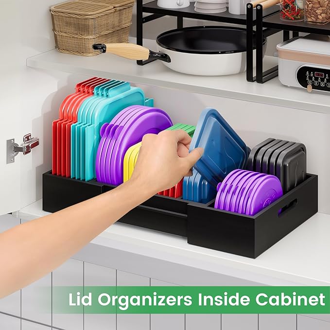 Kiasthome Expandable Bamboo Lid Organizers Inside Cabinet, Kitchen Cabinet - Image 4