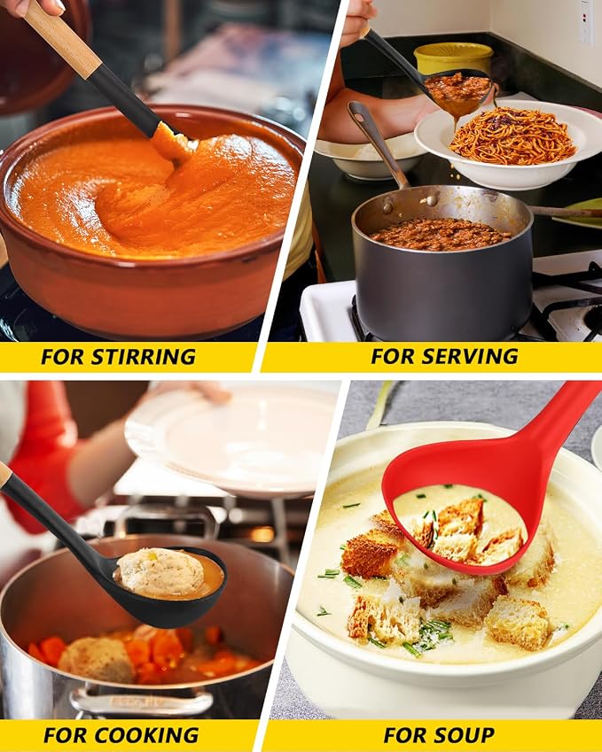 Pack of 2 Soup Ladle, Silicone Ladle Spoon - Image 4