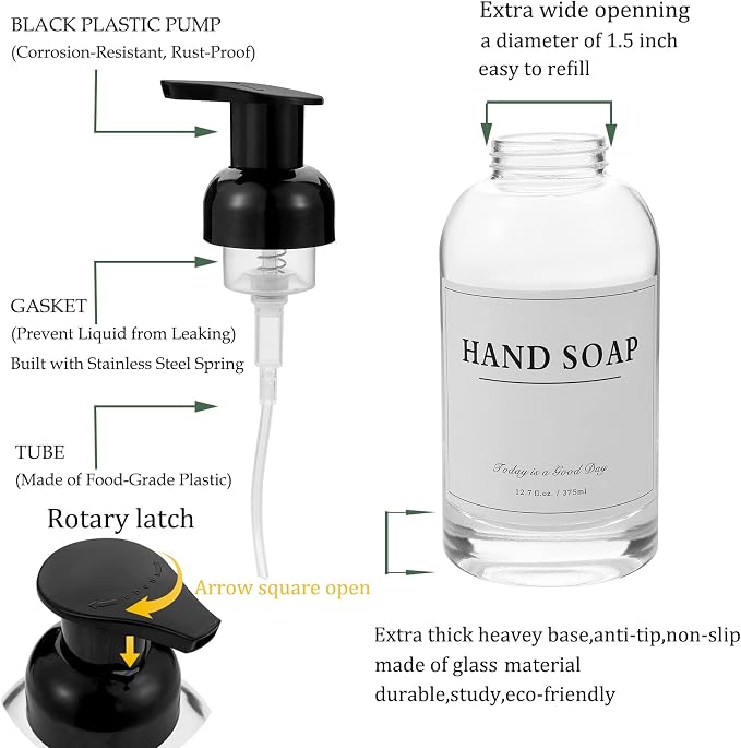 rejomiik Foaming Soap Dispenser Thick Glass Foam - Image 5